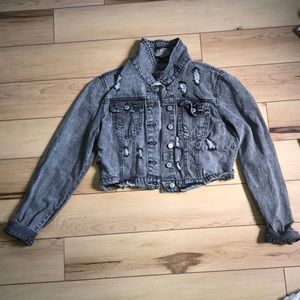 Distressed Black Jean Jacket